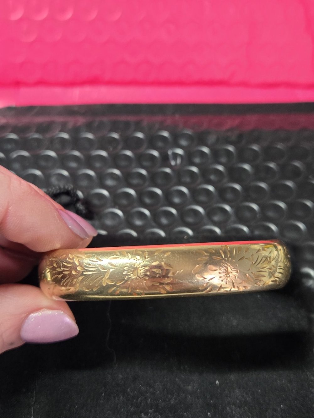 Vintage Gold Filled Floral Engraved Women’s Bangle Bracelet
